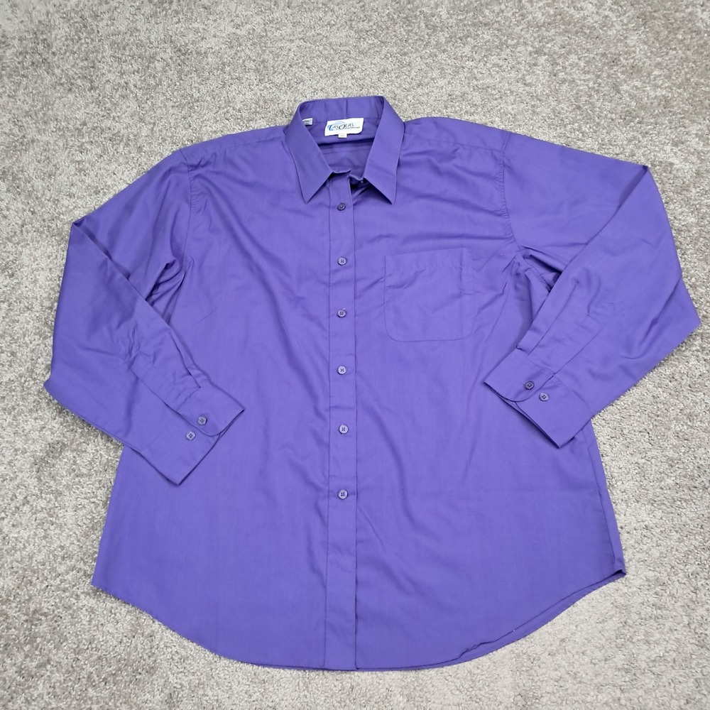 Las Olas Mens XL Purple Long Sleeve Button Down‎ Shirt Solid Chest Pocket